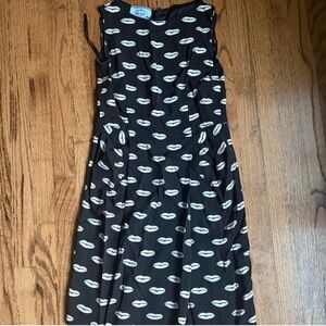 Prada Black Midi Dress with White Lip Pattern